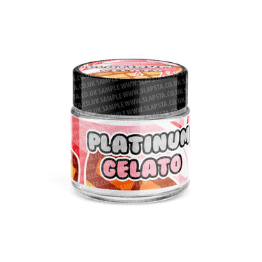 Platinum Gelato Glass Jars Pre - Labeled - 3.5grams (1/8oz)