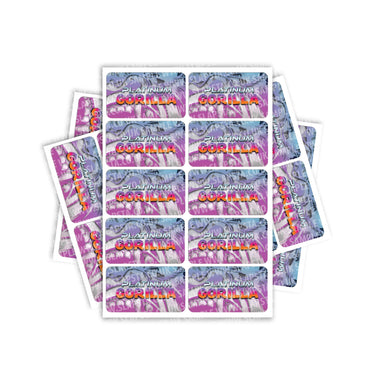 Platinum Gorilla Rectangle / Pre - Roll Labels - Pre - Roll (10.16cm x 6.7cm)