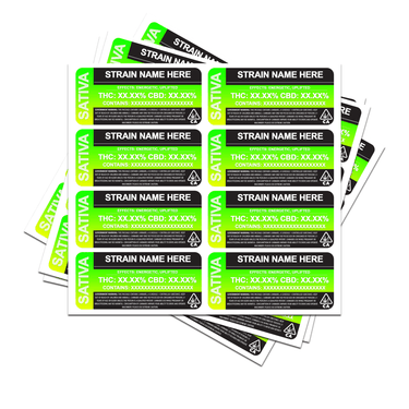 Pre-Roll Strain Labels - 50pcs / Yellow-Green / California Warning