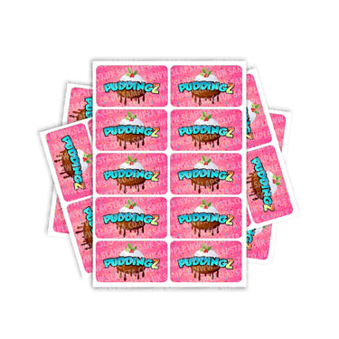 Puddingz Rectangle / Pre - Roll Labels - Pre - Roll (10.16cm x 6.7cm)