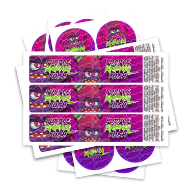 Purple Animal Kush Glass Jar / Tamper Pot Label - 50ml Tamper Strip Pot