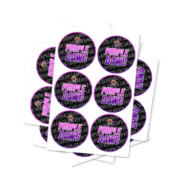 Purple Dawg Circular Stickers - 2.5cm