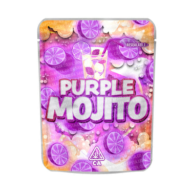 Purple Mojito Mylar Pouches Pre - Labeled - 3.5g (1/8oz)
