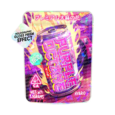 Purple Octane SFX Mylar Pouches Pre - Labeled - 3.5g (1/8oz)