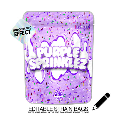 Purple Sprinklez Editable SFX Mylar Pouches Pre - Labeled - 3.5g (1/8oz)