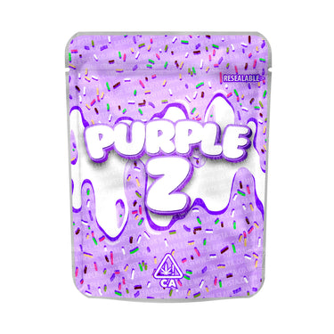 Purple Z Mylar Pouches Pre - Labeled - 3.5g (1/8oz)