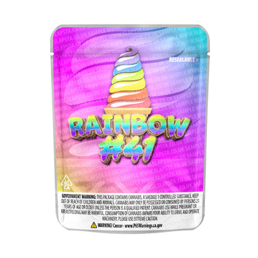 Rainbow 41 Mylar Pouches Pre - Labeled - 3.5g (1/8oz)