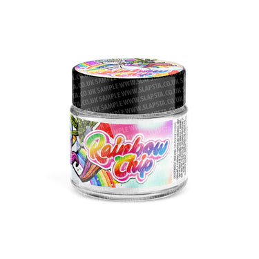 Rainbow Chip Glass Jars Pre - Labeled - 3.5grams (1/8oz)