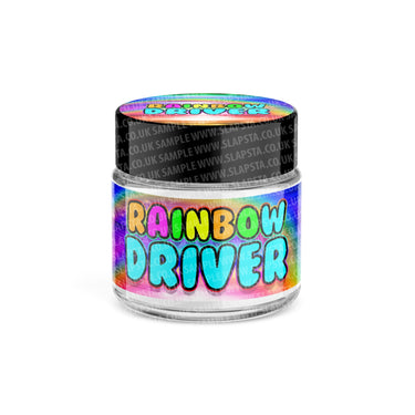 Rainbow Driver Glass Jars Pre - Labeled - 3.5grams (1/8oz)