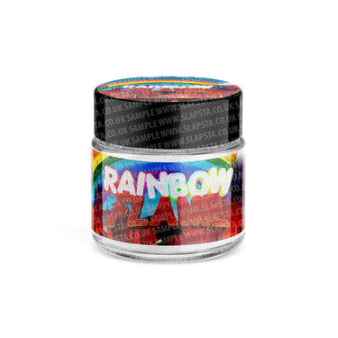 Rainbow Flame Glass Jars Pre - Labeled - 3.5grams (1/8oz)
