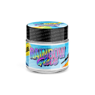 Rainbow Glue Glass Jars Pre - Labeled - 3.5grams (1/8oz)