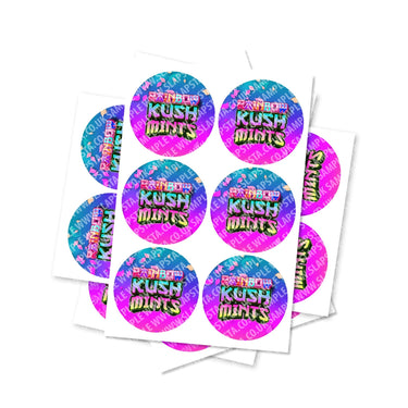 Rainbow Kush Mints Circular Stickers - 2.5cm