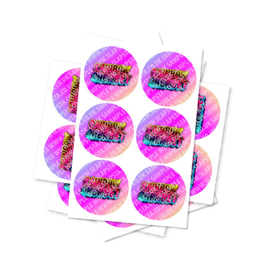 Rainbow Sherbet Circular Stickers - 2.5cm