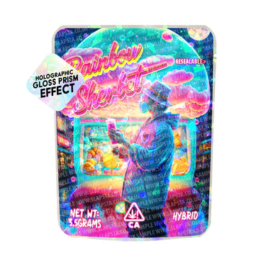Rainbow Sherbet SFX Mylar Pouches Pre - Labeled - 3.5g (1/8oz)