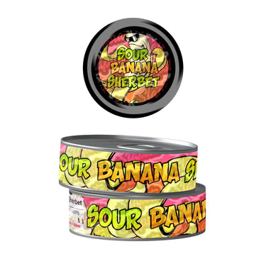 Sour Banana Sherbet Pre - Labeled 3.5g Self - Seal Tins - 60pcs