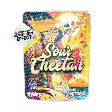 Sour Cheetah SFX Mylar Pouches Pre - Labeled - 3.5g (1/8oz)