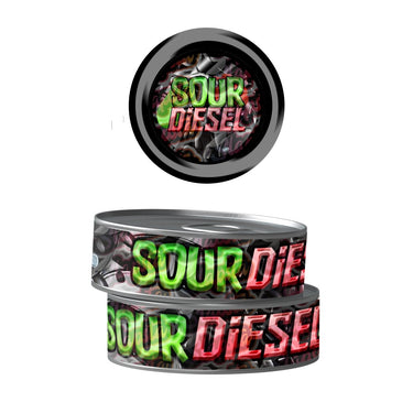 Sour Diesel Pre - Labeled 3.5g Self - Seal Tins - 60pcs
