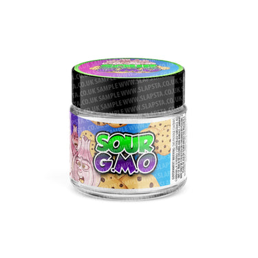 Sour GMO Glass Jars Pre - Labeled - 3.5grams (1/8oz)