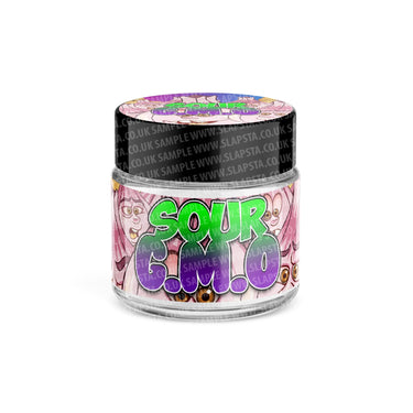 Sour GMO Glass Jars Pre - Labeled - 3.5grams (1/8oz)