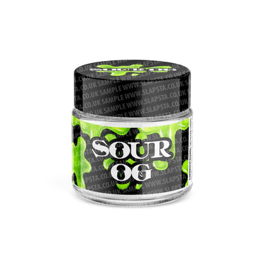 Sour OG Glass Jars Pre - Labeled - 3.5grams (1/8oz)