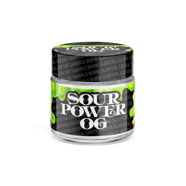 Sour Power OG Glass Jars Pre - Labeled - 3.5grams (1/8oz)