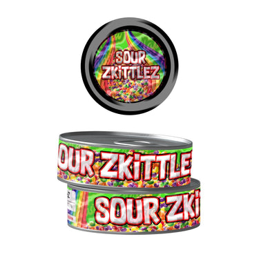 Sour Zkittlez Pre - Labeled 3.5g Self - Seal Tins - 60pcs