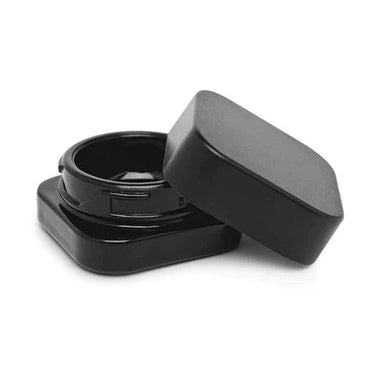 Square Glass Concentrate Containers - 10pcs / Black Base / Black Lid / 5ml (0.5g-1g Extract)