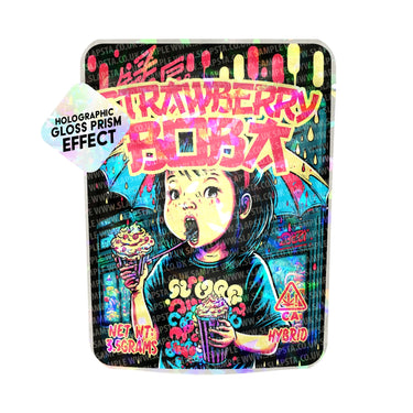 Strawberry Boba SFX Mylar Pouches Pre - Labeled - 3.5g (1/8oz)