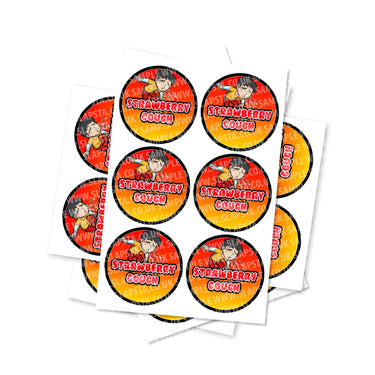 Strawberry Cough Circular Stickers - 2.5cm