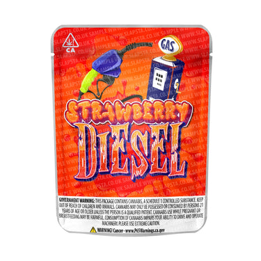 Strawberry Diesel Mylar Pouches Pre - Labeled - 3.5g (1/8oz)