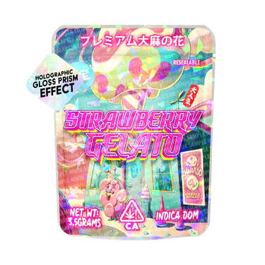 Strawberry Gelato SFX Mylar Pouches Pre - Labeled - 3.5g (1/8oz)