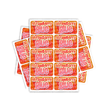 Strawberry Glue Rectangle / Pre - Roll Labels - Pre - Roll (10.16cm x 6.7cm)