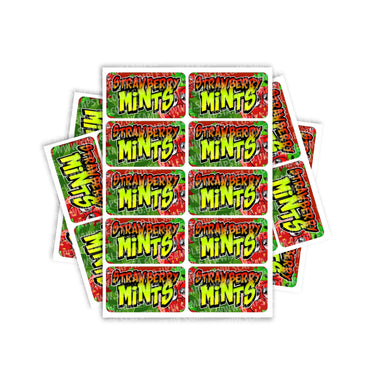 Strawberry Mints Rectangle / Pre - Roll Labels - Pre - Roll (10.16cm x 6.7cm)