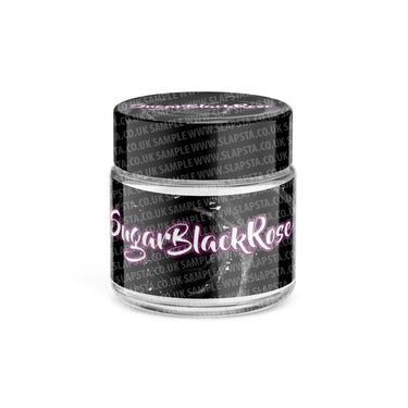 Sugar Black Rose Glass Jars Pre - Labeled - 3.5grams (1/8oz)