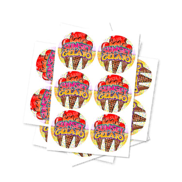 Sunset Gelato Circular Stickers - 2.5cm