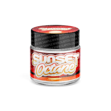 Sunset Octane Glass Jars Pre - Labeled - 3.5grams (1/8oz)