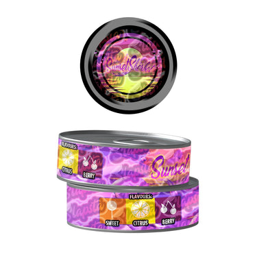 Sunset Sherbet Pre - Labeled 3.5g Self - Seal Tins - 60pcs