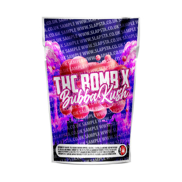 THC Bomb X Bubba Kush Mylar Pouches Pre-Labeled - 3.5g (1/8oz) / No / 16pcs