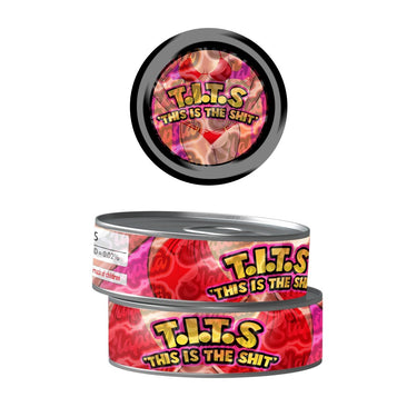 TITS Pre - Labeled 3.5g Self - Seal Tins - 60pcs