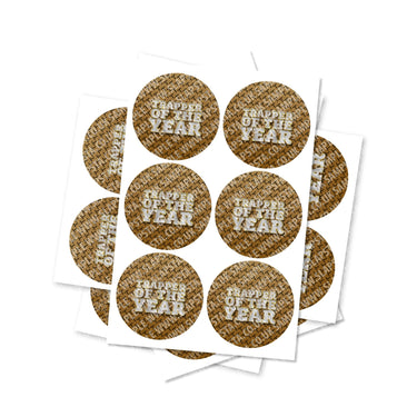 Trapper Of The Year Circular Stickers - 2.5cm