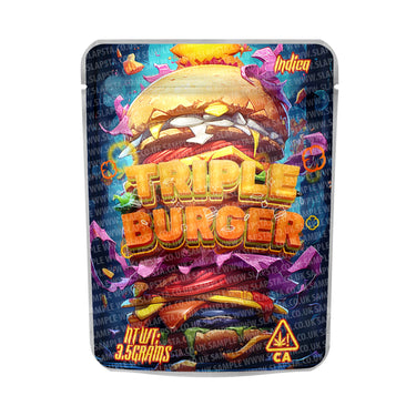 Triple Burger Mylar Pouches Pre - Labeled - 3.5g (1/8oz)