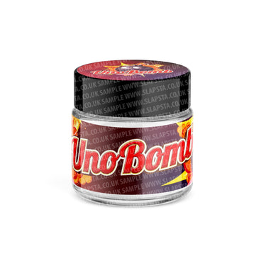 Uno Bomber Glass Jars Pre - Labeled - 3.5grams (1/8oz)