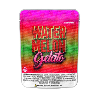 Watermelon Gelato Mylar Pouches Pre - Labeled - 3.5g (1/8oz)