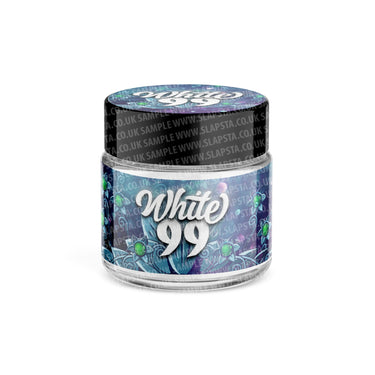 White 99 Glass Jars Pre - Labeled - 3.5grams (1/8oz)