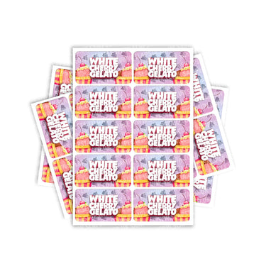 White Cherry Gelato Rectangle / Pre - Roll Labels - Pre - Roll (10.16cm x 6.7cm)