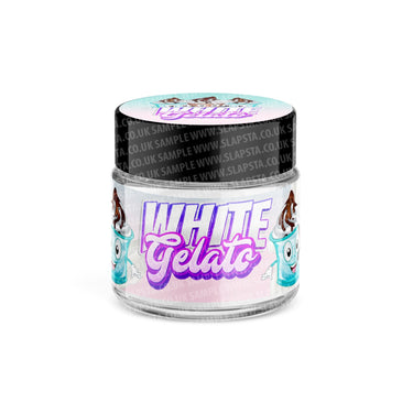 White Gelato Glass Jars Pre - Labeled - 3.5grams (1/8oz)