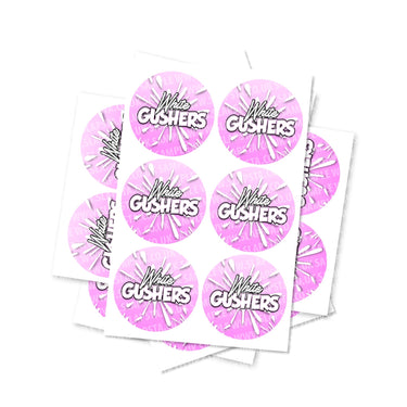 White Gushers Circular Stickers - 2.5cm