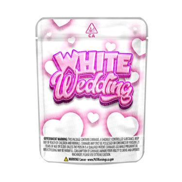 White Wedding Mylar Pouches Pre-Labeled - 3.5g (1/8oz) / No / 16pcs
