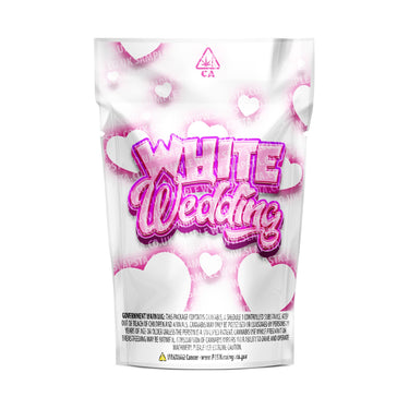 White Wedding Mylar Pouches Pre-Labeled - 3.5g (1/8oz) / No / 16pcs