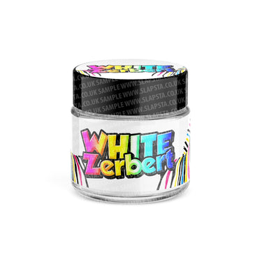 White Zerbet Glass Jars Pre - Labeled - 3.5grams (1/8oz)